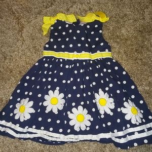 Blueberi Boulevard navy blue and yellow daisy dress